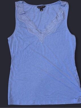 Y2K Banana Republic Light Blue Lace Trim Sleeveless Chemise Tank